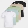 Pier One 5 Pack - T-Shirt Basic - White/Beige/Black