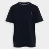 Pier One Pique Embro Detail- T-Shirt Basic - Dark Blue