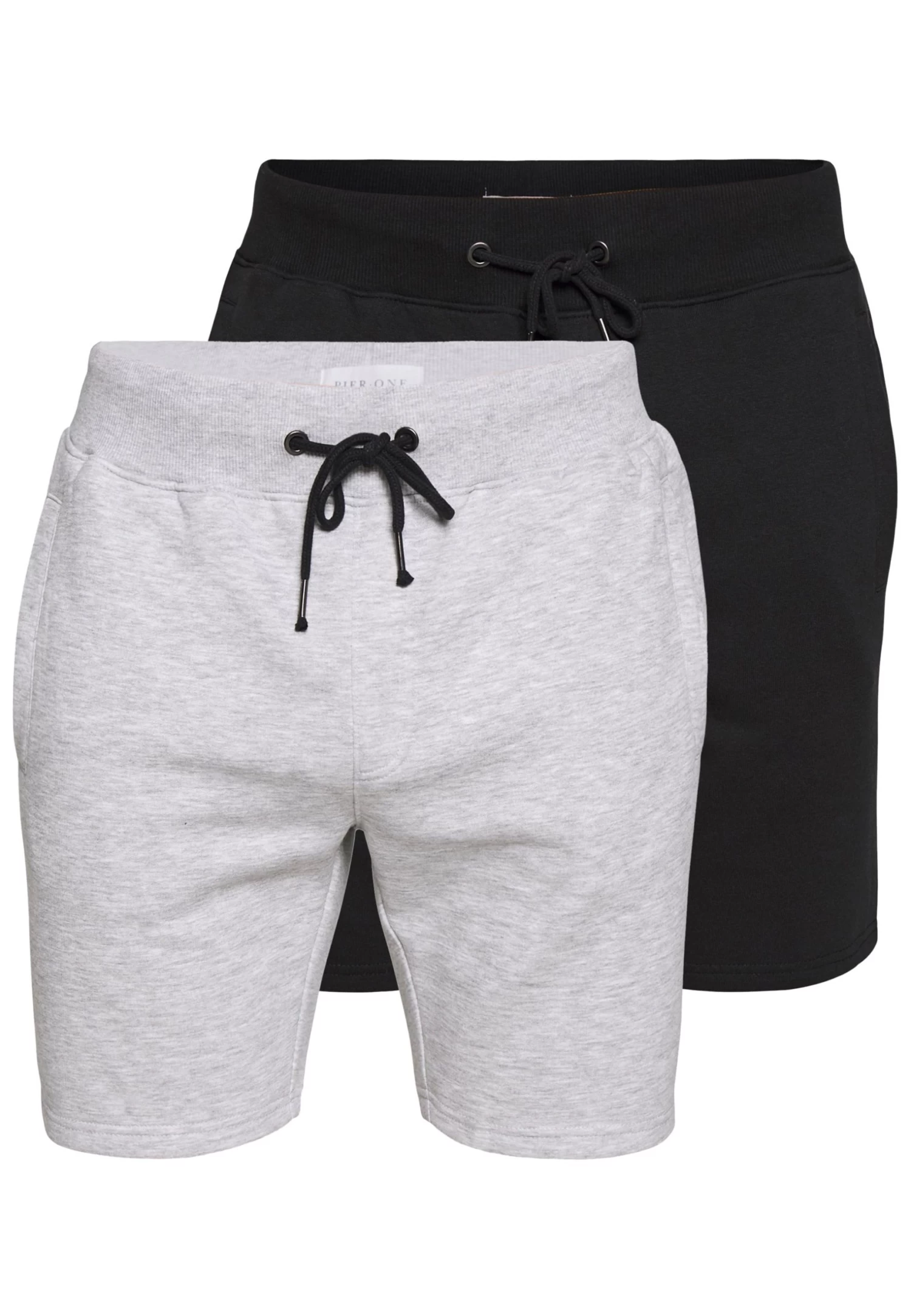 Pier One 2 Pack - Shorts -Light Grey /Black 3 Pier One 2 Pack - Shorts -Light Grey /Black