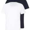 Pier One 2 Pack - T-Shirt Basic - White/Dark Blue -Pier One c317d65fe9bd4dd2b5dfb2c9aa92192f