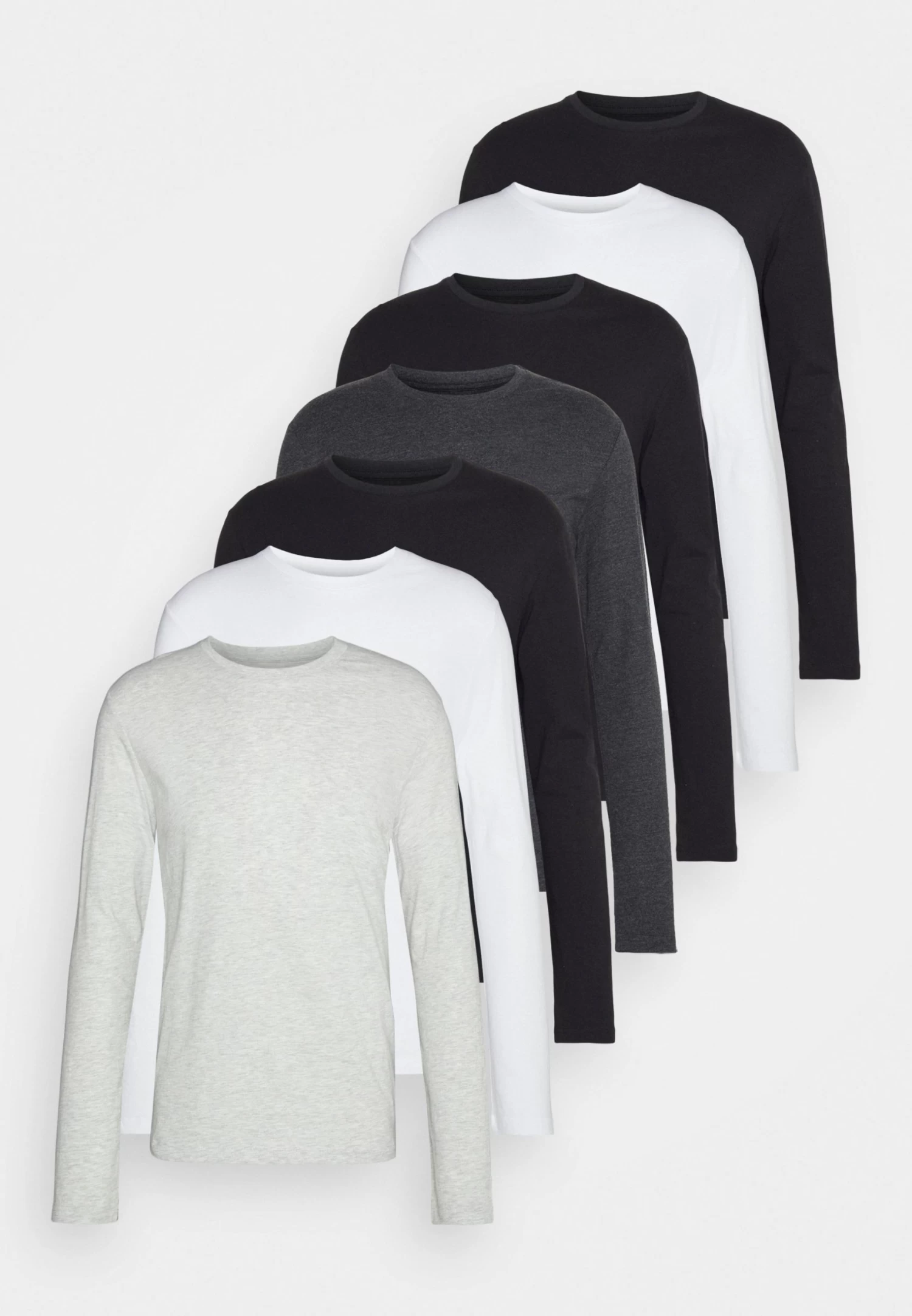 Pier One 7 Pack - Longsleeve - Mottled Light Grey/White/Mottled Dark Grey 3 Pier One 7 Pack - Longsleeve - Mottled Light Grey/White/Mottled Dark Grey