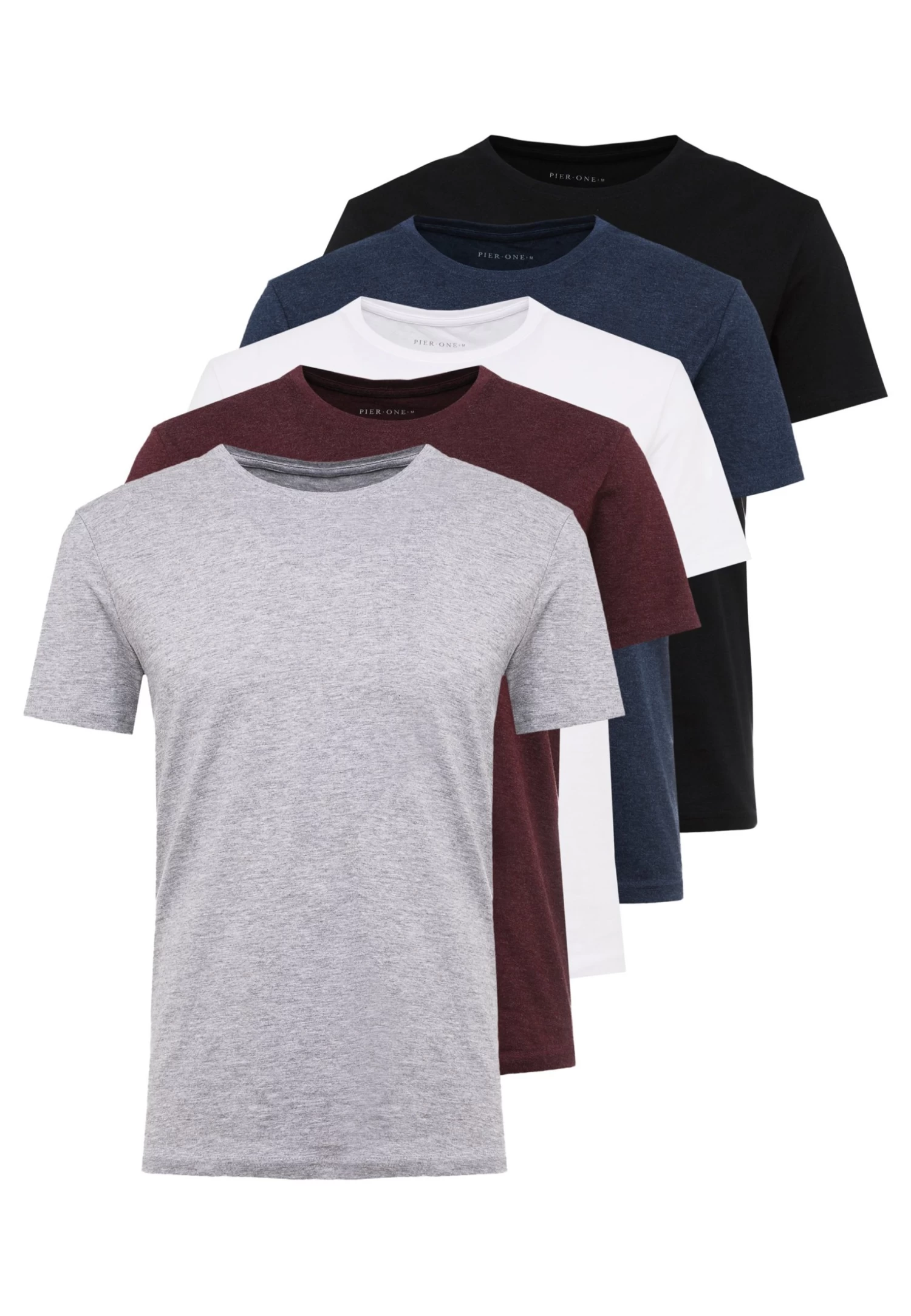 Pier One 5 Pack - T-Shirt Basic - Mottled Bordeaux/White 8 Pier One 5 Pack - T-Shirt Basic - Mottled Bordeaux/White - Afbeelding 6
